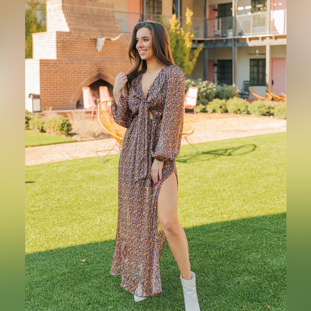 Buddy Love DESIRAE LONG SLEEVE‎ MAXI DRESS - COLOR BURST - NWT